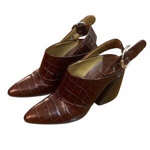 Chloé Brown Croc-Embossed Women's Heels